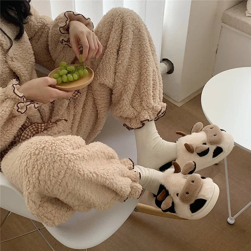 Her Cow Fuzzy Slipper
