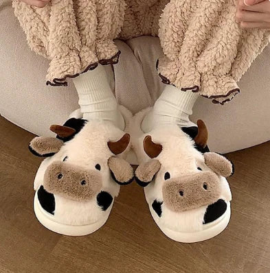Her Cow Fuzzy Slipper